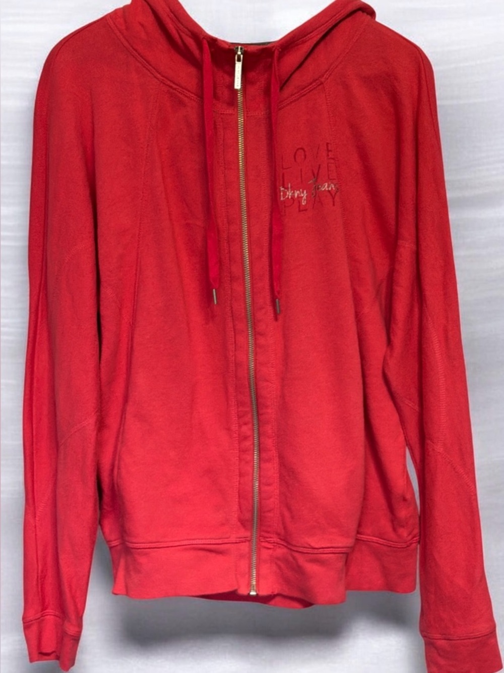 DKNY Jeans women’s coral hooded sweatshirt zip with pockets size M